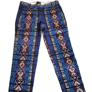 J-Crew Geometric print Gold, Silver, Blue MID Rise Party Pants.